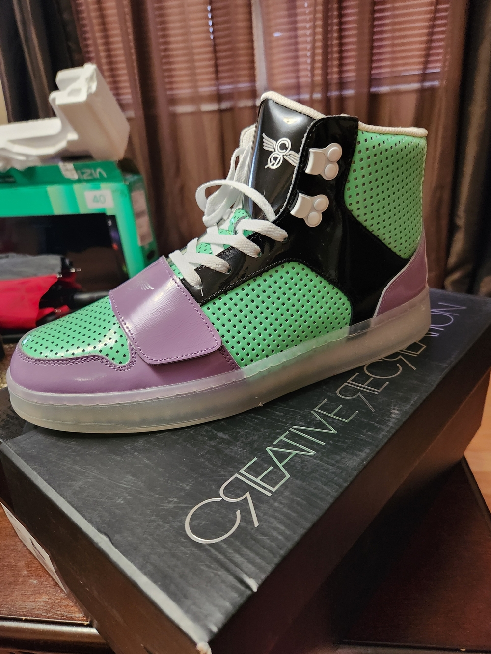 Creative Recreation High-Top Sneakers in Mint Green, Lavender & Black